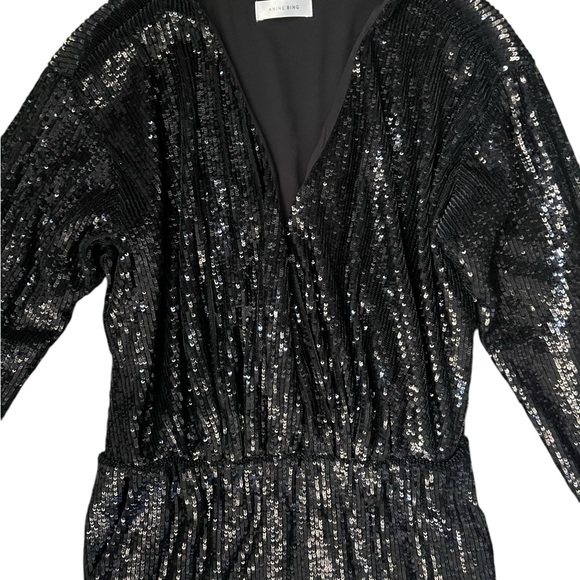 Anine Bing Elena Black Sequin Mini Dress Large Size Medium - Picture 6 of 10